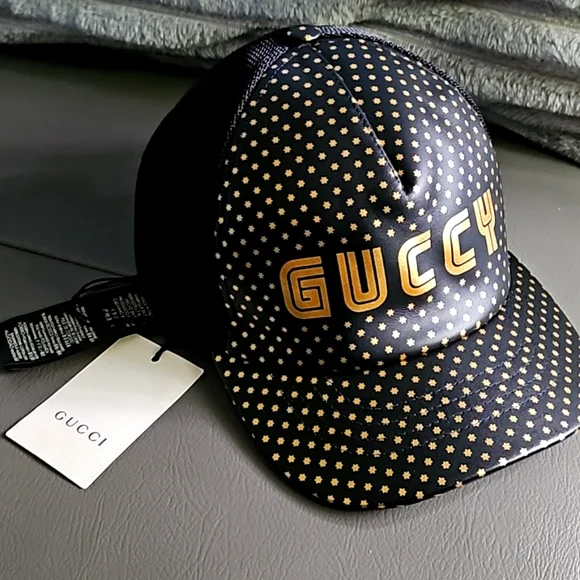 NWT GUCCI AUTHENTIC LEATHER Superstar baseball hat L 58CM women\'s unisex AWESOME Authentic Unisex Gucci GG Supreme Embossed Leather Baseball  main image 3